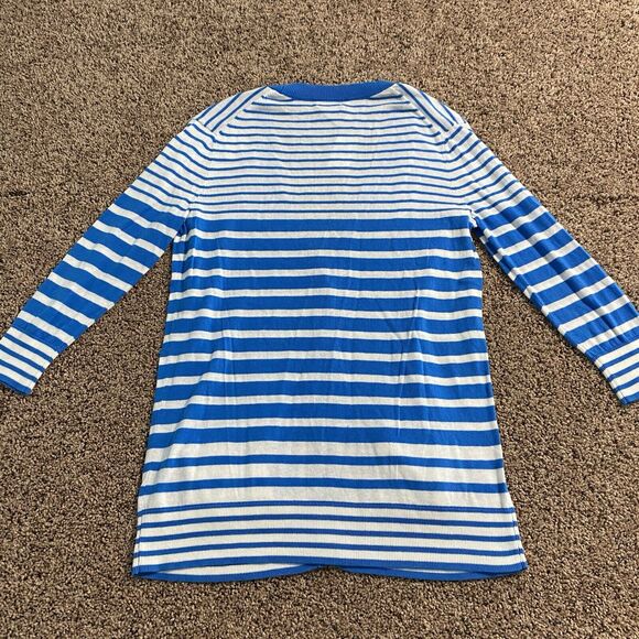 NWT Gap Stripped Cardigan Sweater Size XS Button Front Cotton Blue White - Picture 2 of 6